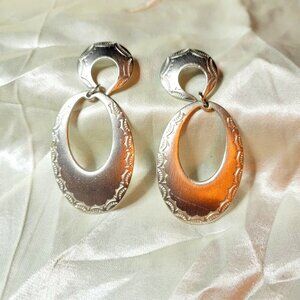 Vintage Jonette Jewelry Southwestern Dangle Earrings in silvertone